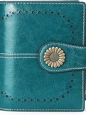 Small Women Wallet Leather Bifold Purse with ID Window